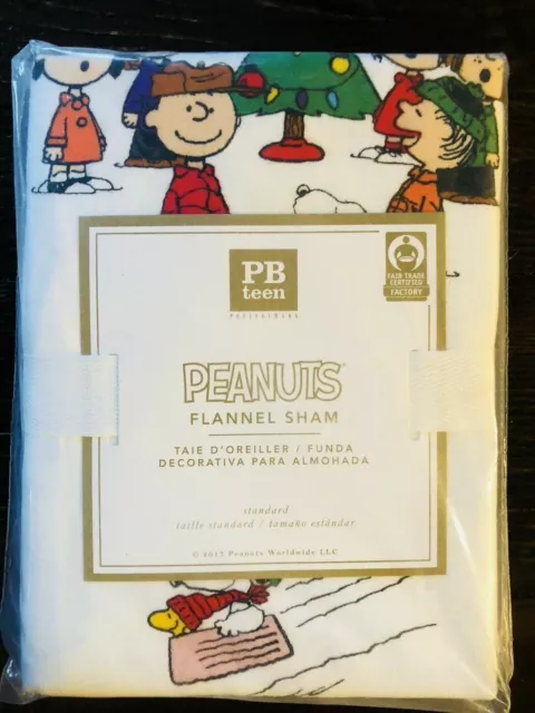 Pottery Barn Teen Peanuts Sham Christmas Flannel Snoopy Decor New Sold Out