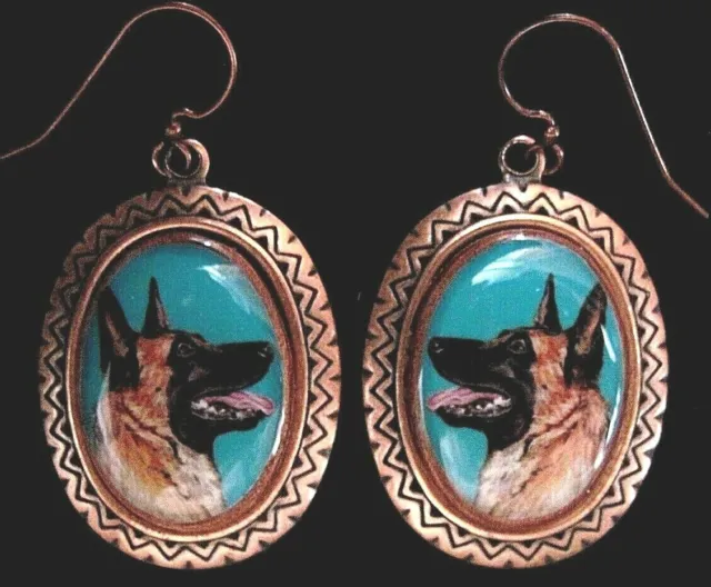 Belgian Malinois original art earrings
