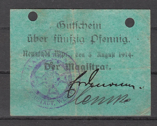 Neustadt - City - 50 Pfennig - 05.08.1914 - Dießner 260.2a - Frakturdr. Far