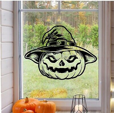 Adesivo zucca Halloween viso spaventoso vinile decalcomania da parete decorazione finestra