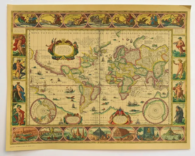 World Map 1606 by Hoffmann-La Roche Drug Co M6 Series 1950s Reproduction
