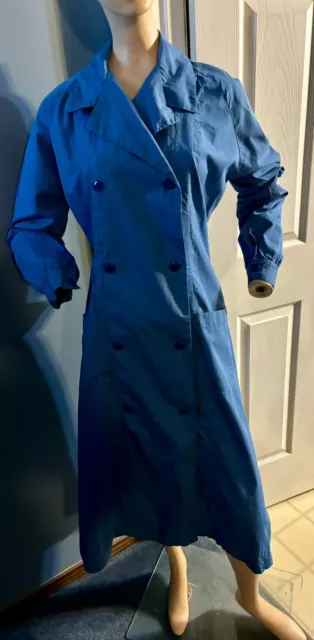 Vintage 1950s/60s Blue L/S Nurse Uniform Bust 40” Half Belt At Back Button Up