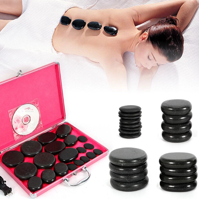 20 pz set pietre basaltiche pietra massaggio caldo pietra kit scatola massaggi oliata roccia SPA + riscaldatore