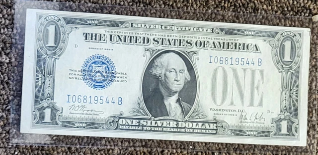 1928B $1 Blue "FUNNY BACK" SILVER Certificate!  Crispy AU *NICE*@@