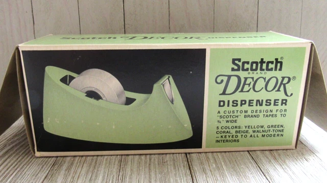 Vintage Scotch 3M Decor Tape Dispenser Green in Box C-15 desktop Weighted