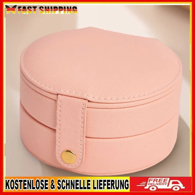 Tragbare Schmuckschatulle, Ohrringe, Präsentationsbox für Damen (rosa, doppellag