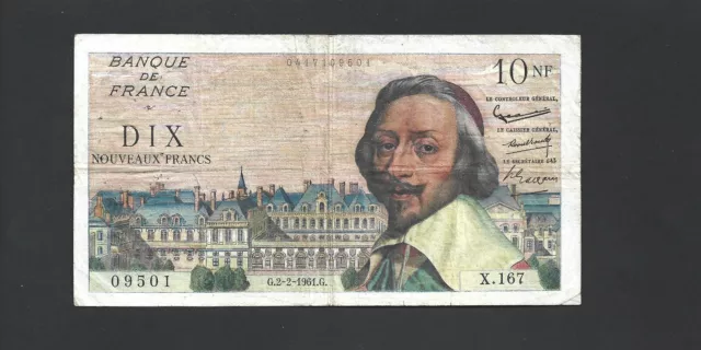 TB 10 NF Nouveaux francs' 1962 - Banque de France - type RICHELIEU DU 2/2/1961