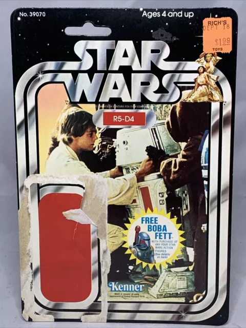 VTG Kenner Star Wars R5-D4 20 Back Cardback ONLY w Boba Fett Offer Uncut