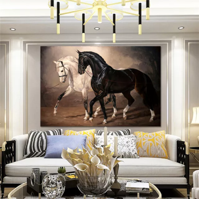 Black and White Horse Wall Art Canvas Prints Modern Animal Canvas Art Paintings