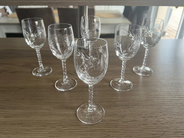 6 Verres A Vin Blanc 12 Cl Cristal D'arques Modèle Fleury Épi