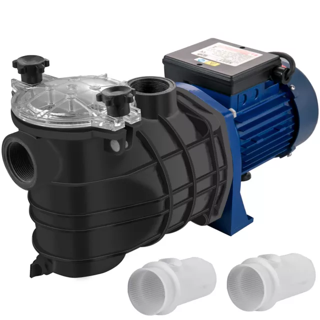 VEVOR Schwimmbadpumpe 750W 15000L/h Umwälzpumpe Poolpumpe Elektronik Blau Pumpe