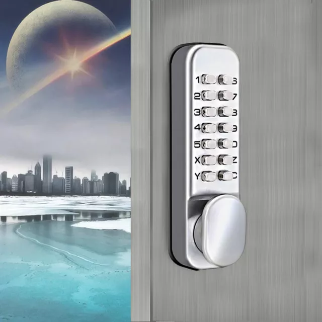 Key Pad Code Digital Mechanical Door Lock Silver 11 Digit Combination Password