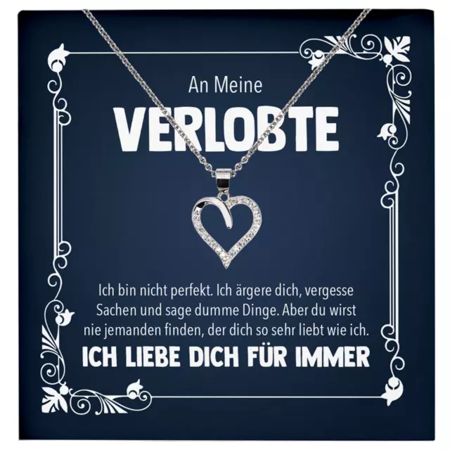 Frisch Verlobte Geschenk Frauen Schmuck Verlobung, Silber Halskette Herz Karte