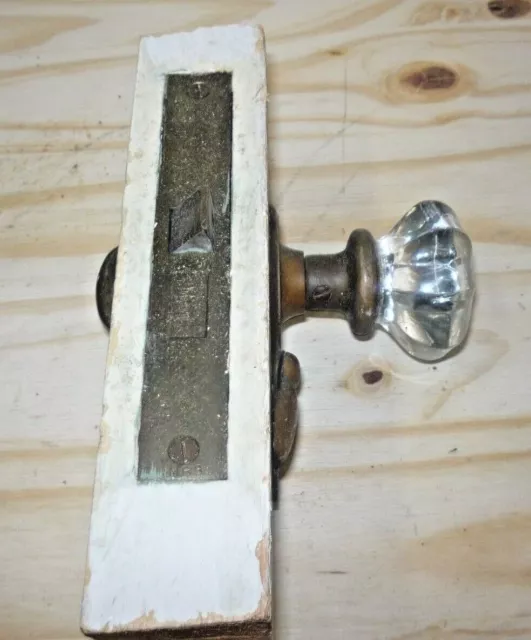 VTG Antique Entry Door Lock unit Brass Glass Knob Mortise Hardware  dead bolt