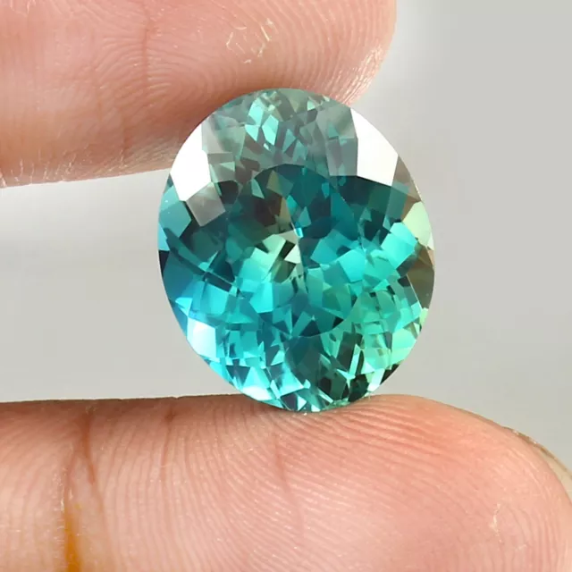 AAA Natural Ceilán Azul Verde Parti Zafiro 15.60 CT Corte Ovalado Suelto Gema