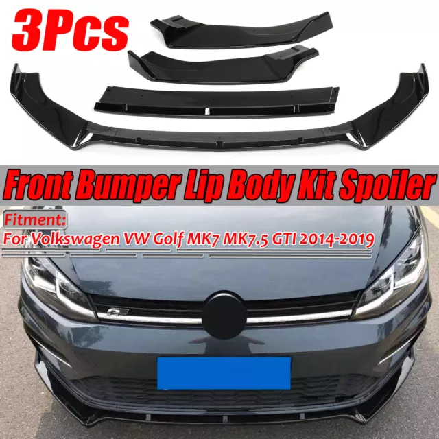 Gloss Front Bumper Splitter Lip Diffuser Spoiler For VW Golf MK7 MK7.5 GTI R