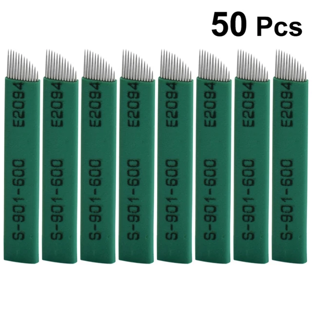 50 Pcs Eyebrow Sloped Needles Eyebrow Needles Set Makeup Gadgets Arc 8