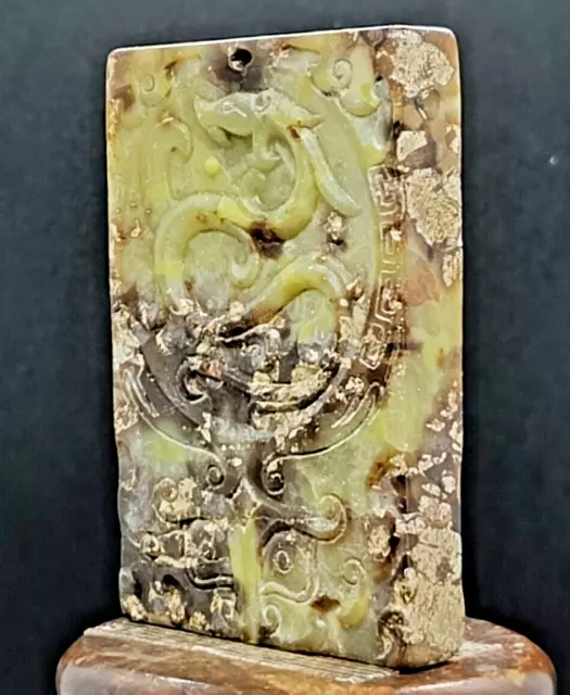 Antique Hand Carved Chinese Hetian Jade Old Dragon Sculpture Pendant