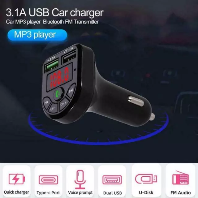 Wireless Bluetooth Car Kit Auto Radio KFZ Adapter FM Transmitter 3