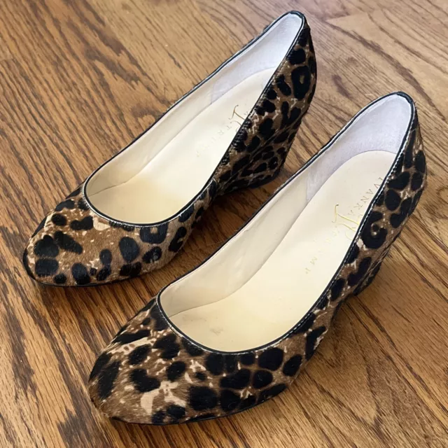 Ivanka Trump Womens Size 7.5 M Cheetah Print Cow Hair Leather Wedge Heels Q