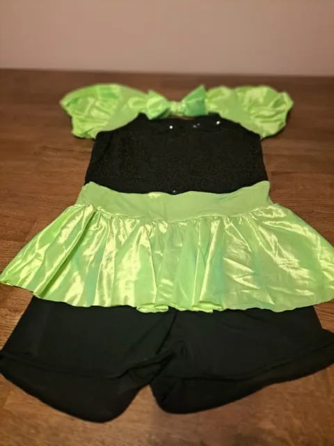 Girls Green & Black Sequined Weissman Dance Performance Dress