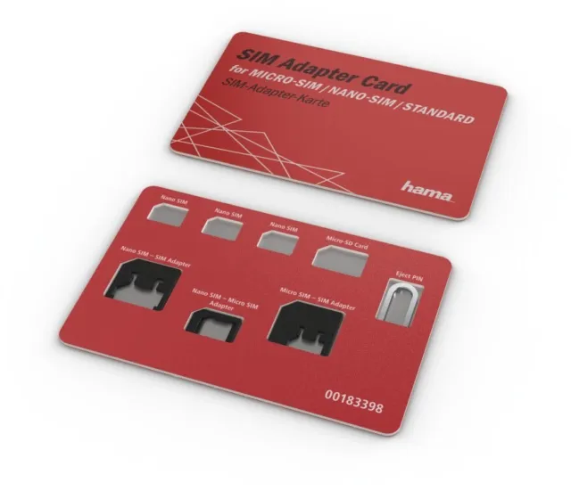 Hama Adapter  Sim-Adapter-Karte Adapter Card Micro-Sim/Nano Sim Standard K7 güns