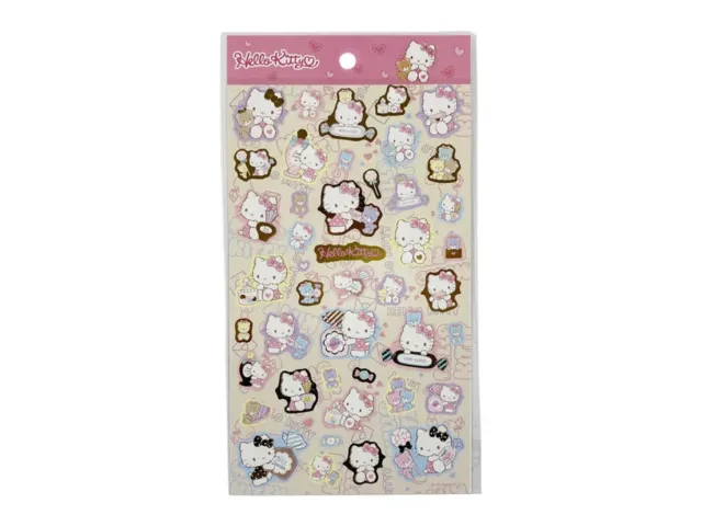 Hello Kitty Mofumofu Fluffy Tiny Chum Sticker Sheet Sanrio Daiso Pink From Japan