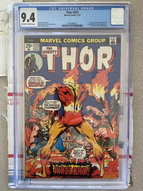 The Mighty Thor #225 CGC 9.4 1st Firelord 1974 hercules ow/ white