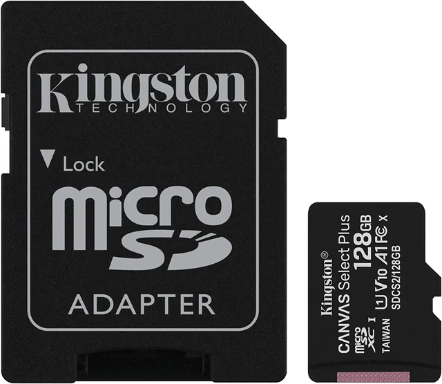 Kingston Canvas Select plus SDCS2/128GB Scheda Microsd Classe 10 Con Adattatore