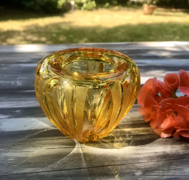 Antik Art Déco WMF Glas Vase Glasvase Amber Bernstein Gelb Edel Schliff 2