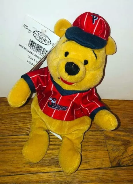 Disney Store Winnie The Pooh Baseball Player Bean Bag Plush Doll NWT Retired