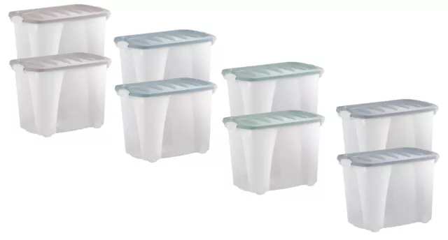 2x Caja de Almacenamiento 60L con Tapa Juego Plástico Apilables Campamento