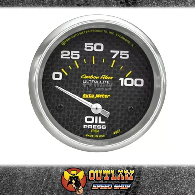 Autometer Oil Pressure Gauge Carbon Fibre Elec 2-5/8" 100 Psi - Au4827