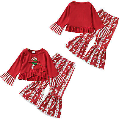 Toddler Kids Girls Christmas Outfit Round Neck T-shirt Dress+Leggings Pants Set