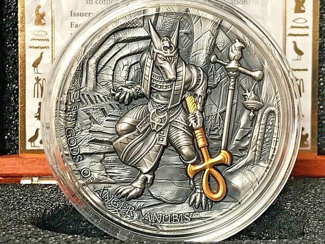 Niue Island 2019 $5  ANUBIS  "Gods of Anger" 2 oz Silver Antique Finish.