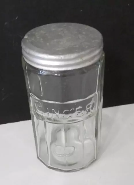 Vintage Hoosier Kitchen Cabinet Embossed Ginger Cannister Jar w/Aluminum Lid