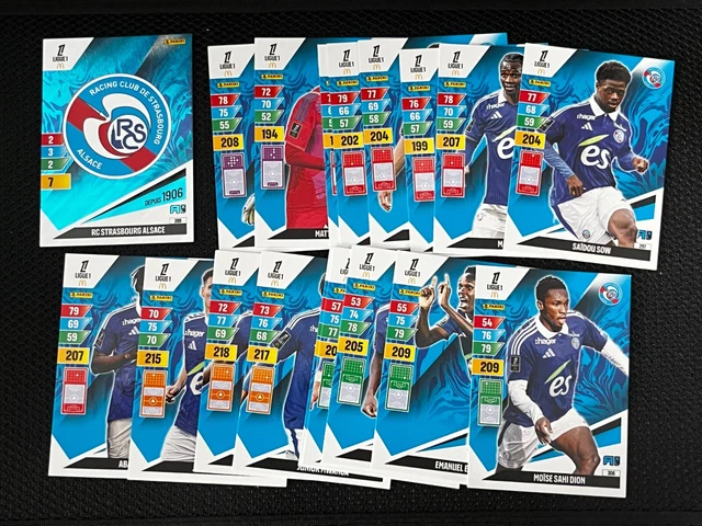 16 Images Panini Foot 1986 – Équipe Complète Strasbourg – Autocollants Vintage
