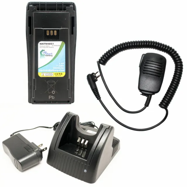 NICD Battery, Charger & Shoulder Speaker Mic for Motorola CP200, EP450