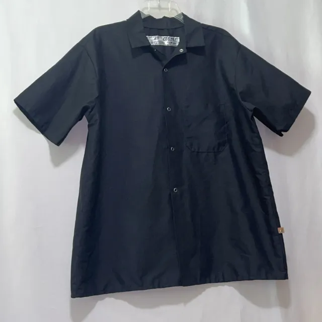 Chef uniforn shirt black pearl snap with pocket size large nwot e404