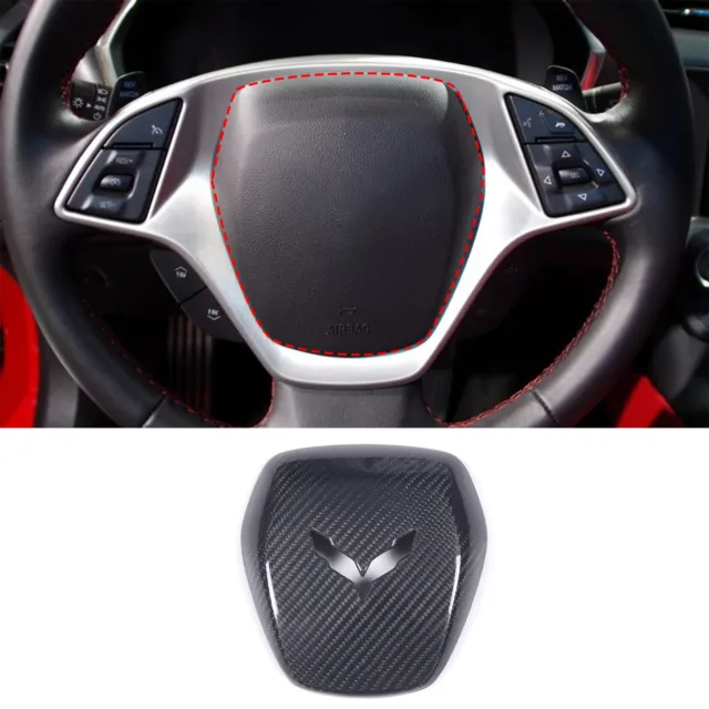 Real Carbon fiber Steering Wheel Trim Cover Für Corvette C7 2014-2019