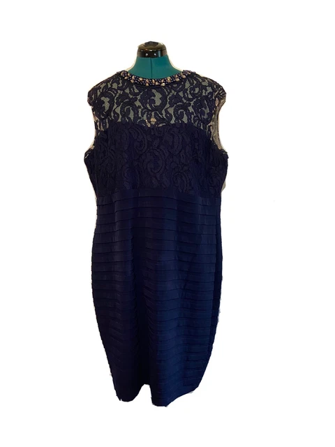 London Times Lace Jeweled Neckline Tierd Cocktail Mother of Bride Groom Dress 16