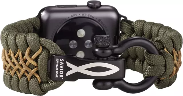 Rugged Apple Watch Band Paracord Survival Gear Iwatch Series 42Mm 44Mm 45Mm 49Mm