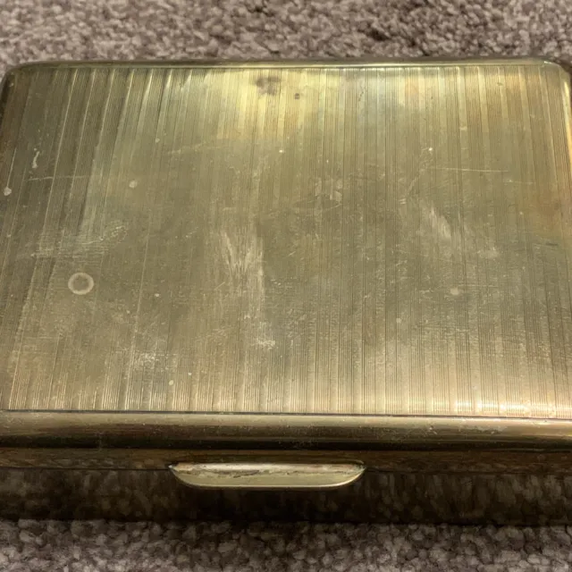 Vintage Art Deco Brass Metal State Express Cigarettes Box Tin Storage Tobacciana 2