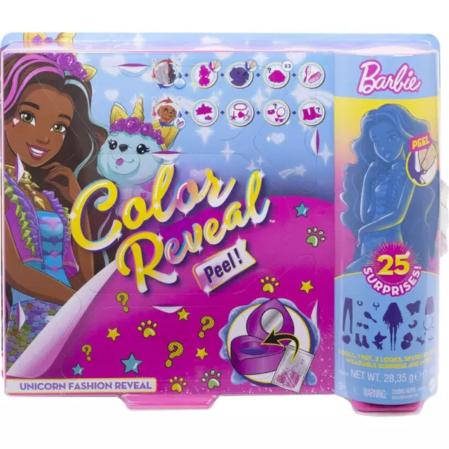Barbie Colour Reveal Peel Unicorn Fashion Reveal Doll New Kids Surprise Mattel