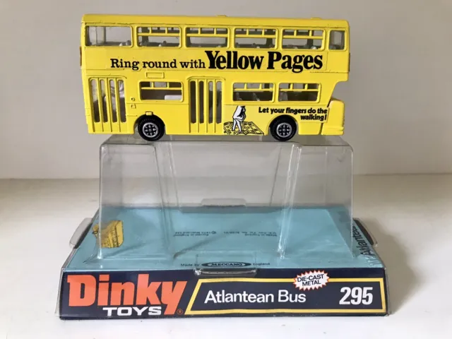 DINKY TOYS ATLANTEAN YELLOW PAGES BUS - No. 295 -  NM W/ORIG BOX - 1973 VINTAGE