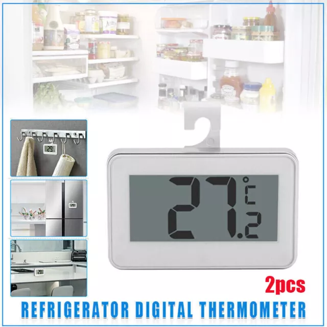 2x LCD Digital Fridge Freezer Thermometer Cooking Kitchen Hook Magnet Waterproof