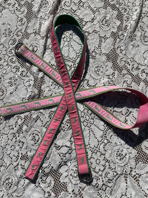 Preppy Pink & Green Whale Belts Brickmans Murrays Toggery Sz M EUC