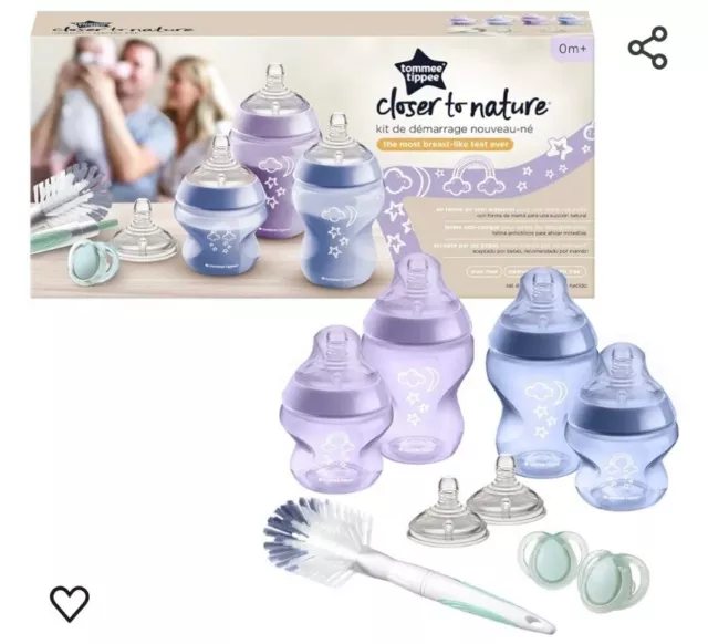 Tommee Tippee Closer to Nature newborn anti-colic bottle starter kit + two free