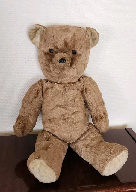Ancien Grand Ours 55 cm PINTEL avec Bruiteur en mohair & paille 1915