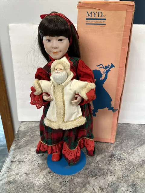 Marian Yu Signed LE Sui Mei Porcelain Musical Asian 21-in Doll Christmas 1989